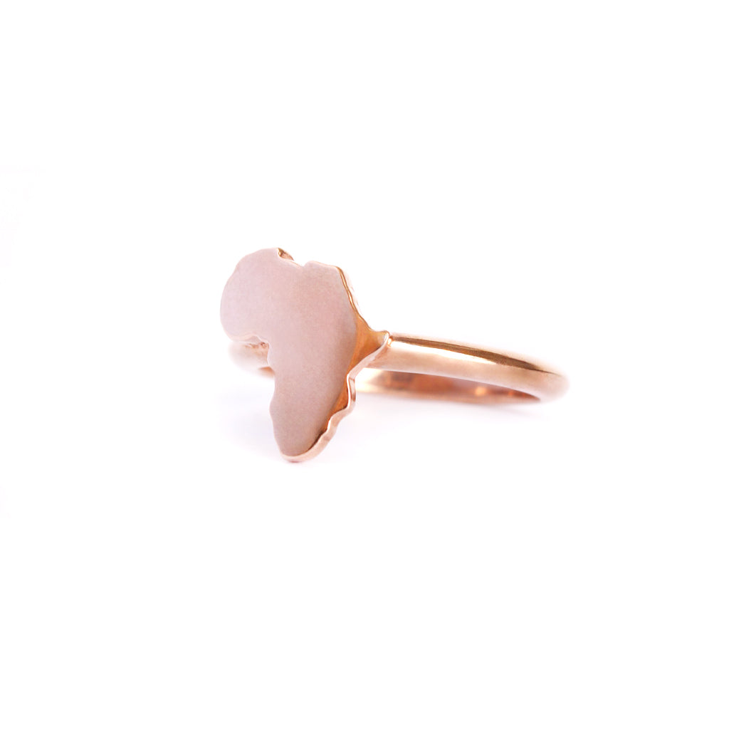 Solid Rose Gold Africa Map Ring