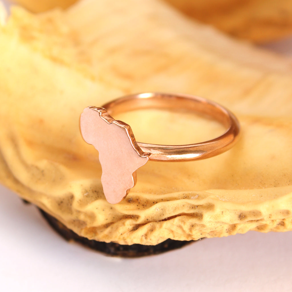 Solid Rose Gold Africa Map Ring