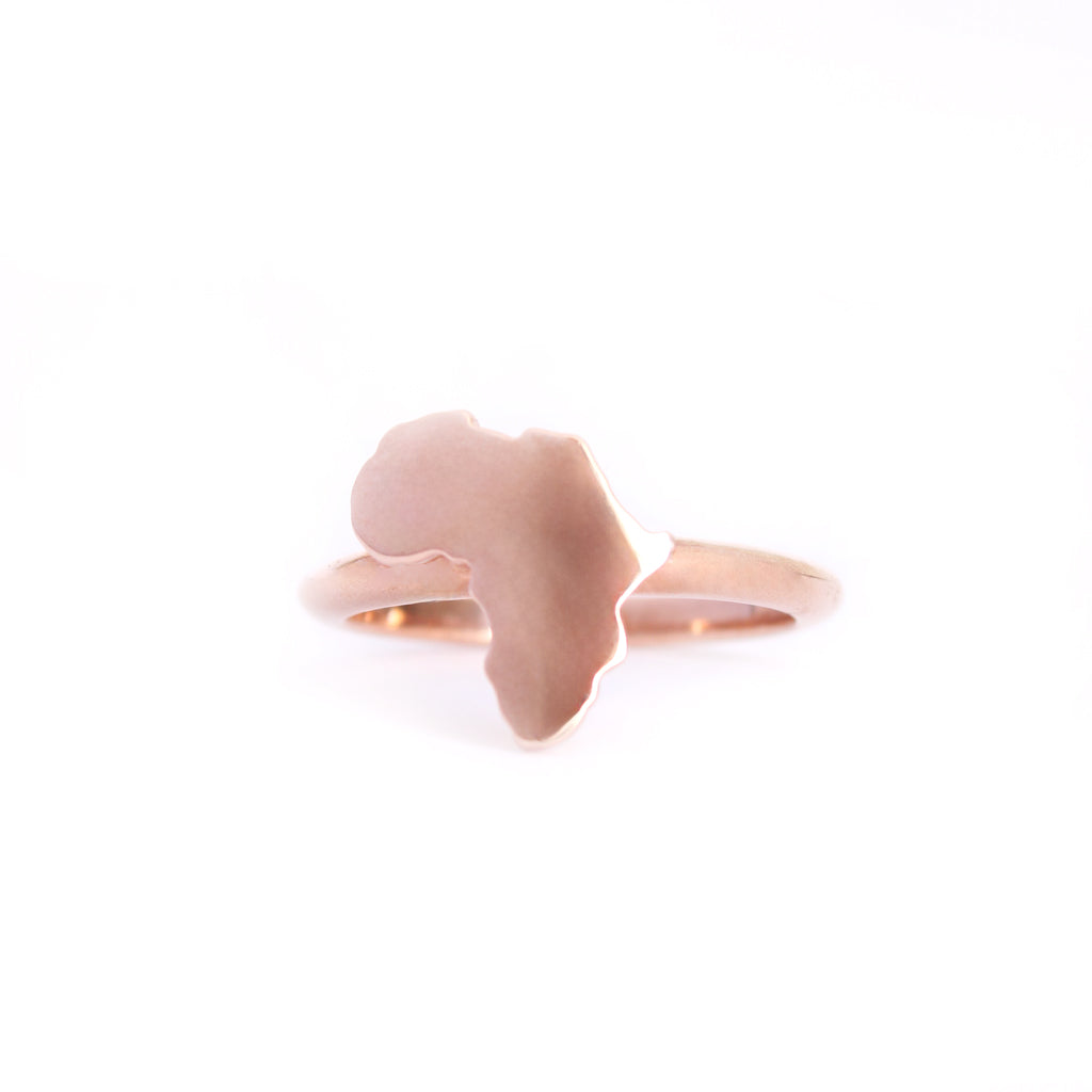 Solid Rose Gold Africa Map Ring