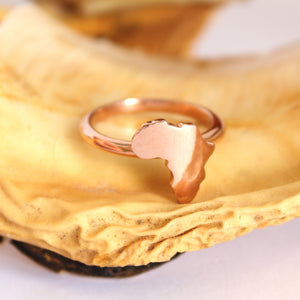 Solid Rose Gold Africa Map Ring