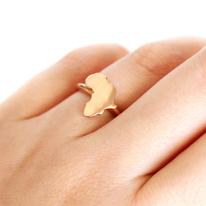 Solid Rose Gold Africa Map Ring