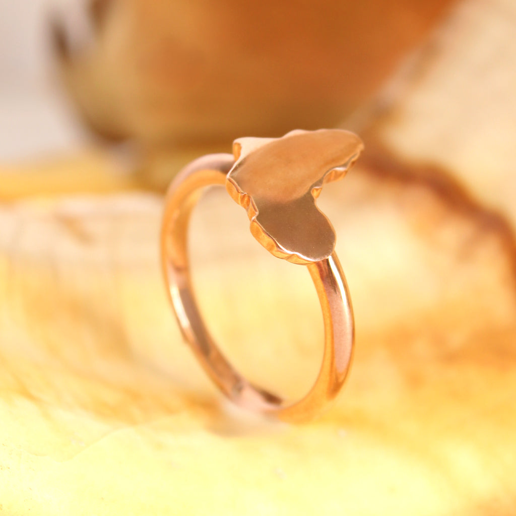 Solid Rose Gold Africa Map Ring