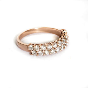 Sophisticated Double Half Eternity White Diamond Rose Gold Ring