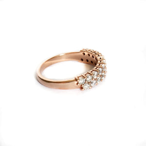 Sophisticated Double Half Eternity White Diamond Rose Gold Ring