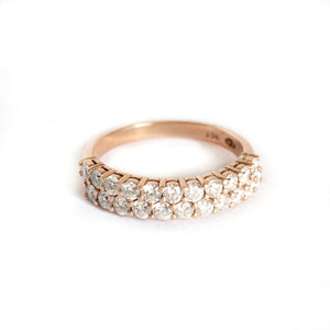 Sophisticated Double Half Eternity White Diamond Rose Gold Ring