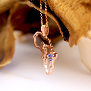 Striking Elephant Africa Map and Tanzanite Rose Gold Pendant