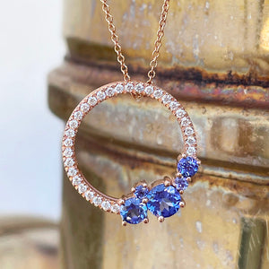 Tanzanite and Rose Gold Halo pendant