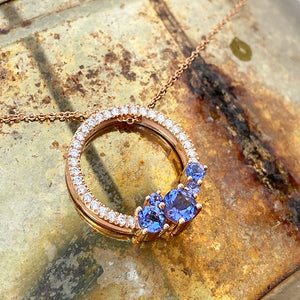 Tanzanite and Rose Gold Halo pendant