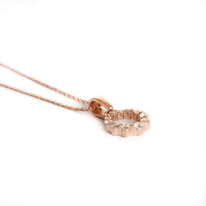 Subtle Crescendo Looped White Diamond Circular Rose Gold Pendant