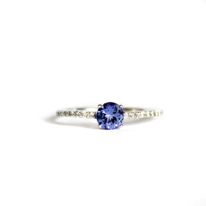 Subtlety Decadent Round Cut Tanzanite Diamond Band Highlight Ring