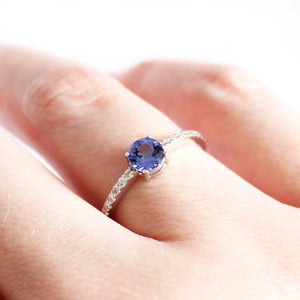 Subtlety Decadent Round Cut Tanzanite Diamond Band Highlight Ring