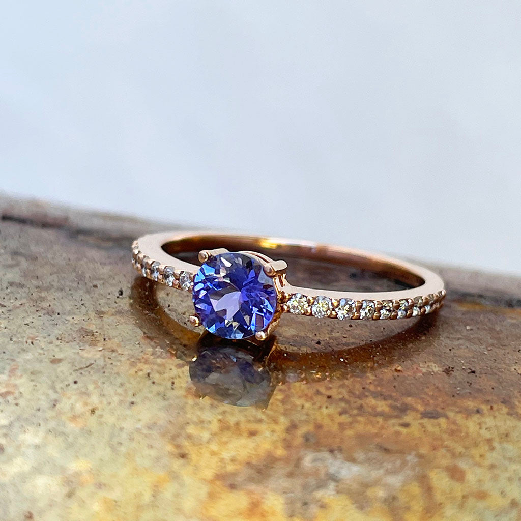 Rose Gold Tanzanite and Diamond ring