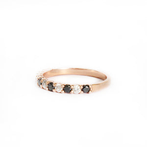 Timeless Black and White Diamond Half Eternity Rose Gold Band