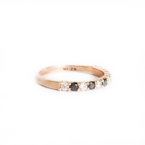 Timeless Black and White Diamond Half Eternity Rose Gold Band