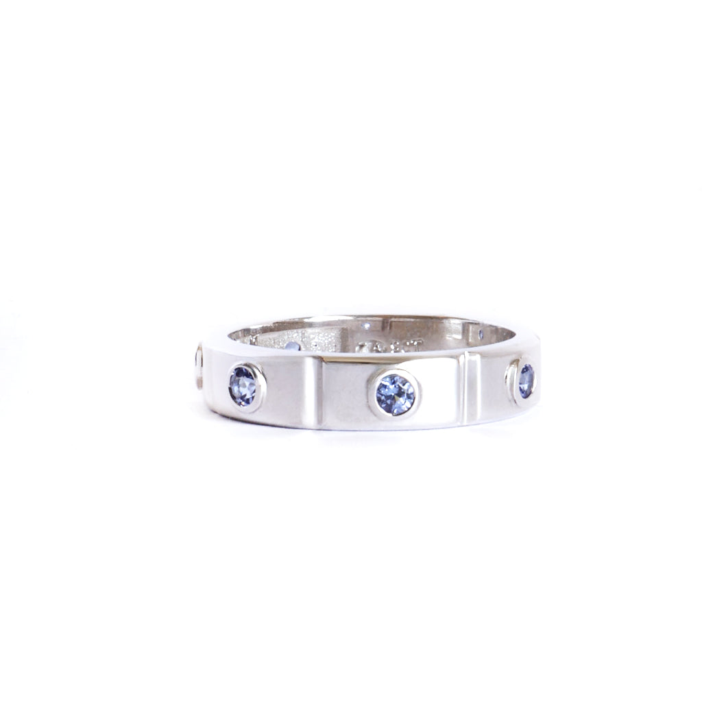 Unisex Bezel Set Tanzanite White Gold Sectioned Ring