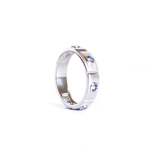 Unisex Bezel Set Tanzanite White Gold Sectioned Ring