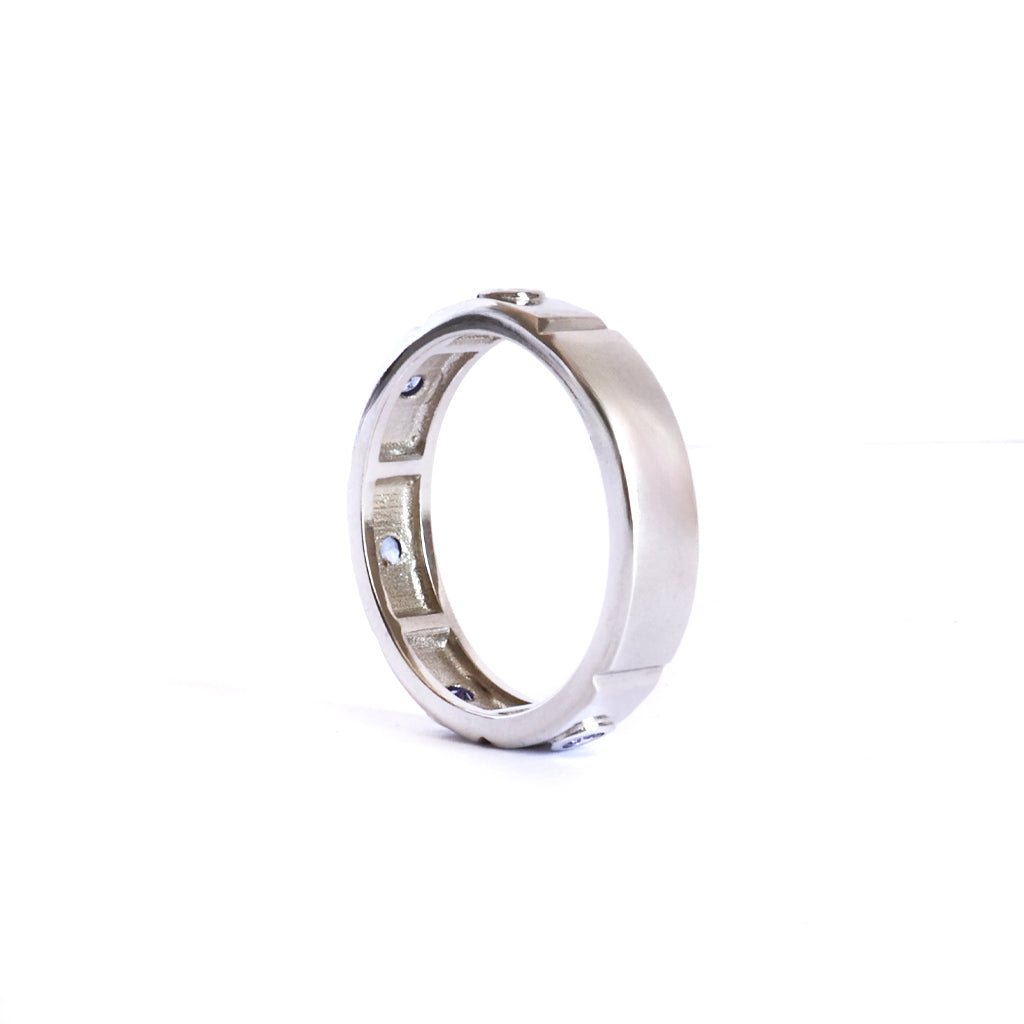 Unisex Bezel Set Tanzanite White Gold Sectioned Ring