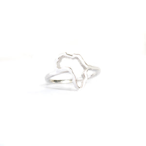 White Gold Africa Map Outline Ring