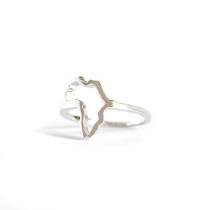 White Gold Africa Map Outline Ring