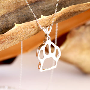 White Gold Paw Print Pendant