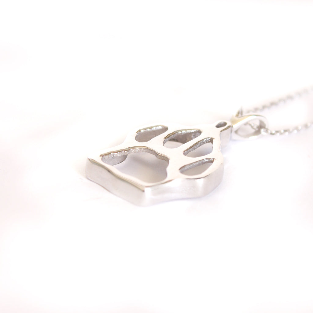 White Gold Paw Print Pendant