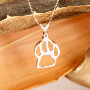 White Gold Paw Print Pendant