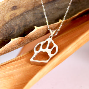 White Gold Paw Print Pendant