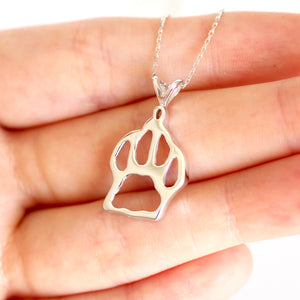 White Gold Paw Print Pendant