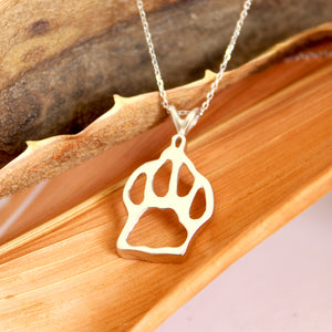 White Gold Paw Print Pendant