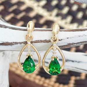 Pear cut Tsavorite and diamond earrings