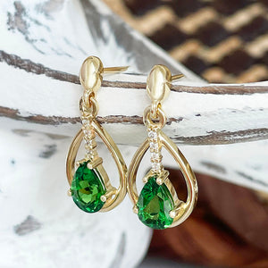 Pear cut Tsavorite and diamond earrings