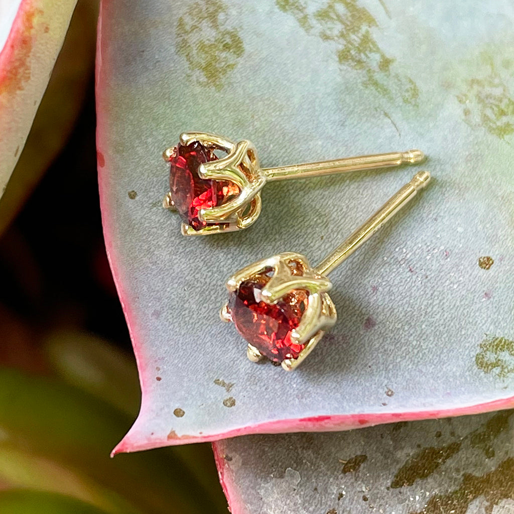 Garnet stud deals earrings gold