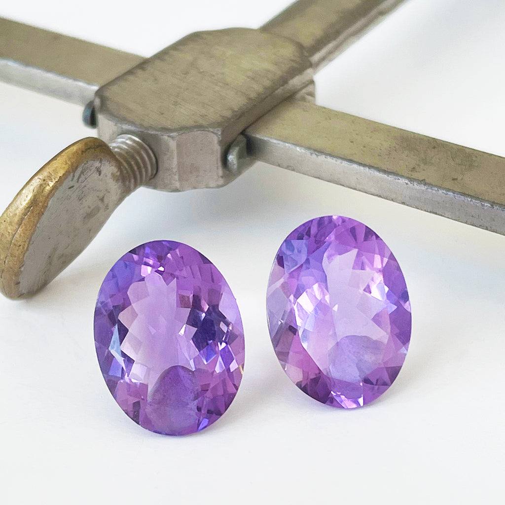 Amethyst - Purple Oval Cut Pair - 15.90ct