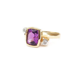 Cushion Cut Amethyst Ring with Diamond Accents