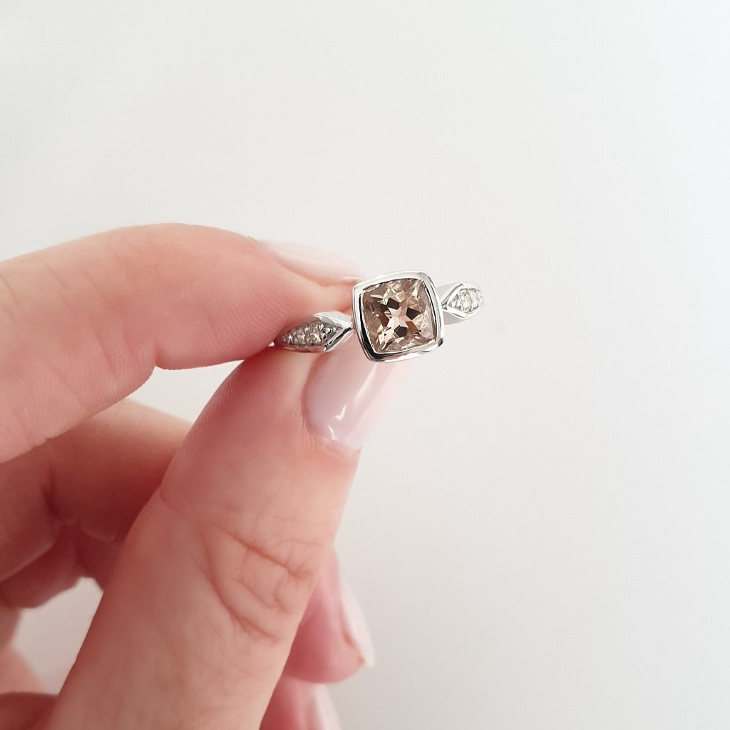 Cushion Cut Morganite Ring 