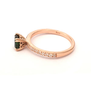 Delicious Double Claw Green Tourmaline and Diamond Band Ring