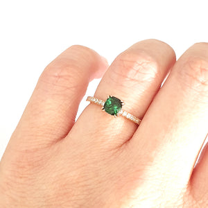 Delicious Double Claw Green Tourmaline and Diamond Band Ring