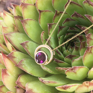 Double Round Yellow Gold Grape Garnet Pendant