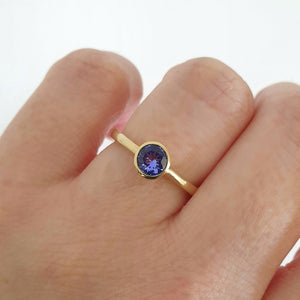 Elegant Round Cut Bezel Set Solitaire Tanzanite Ring