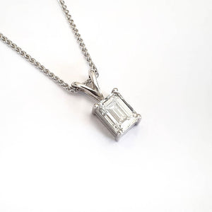 Handcrafted Emerald Cut Diamond Pendant