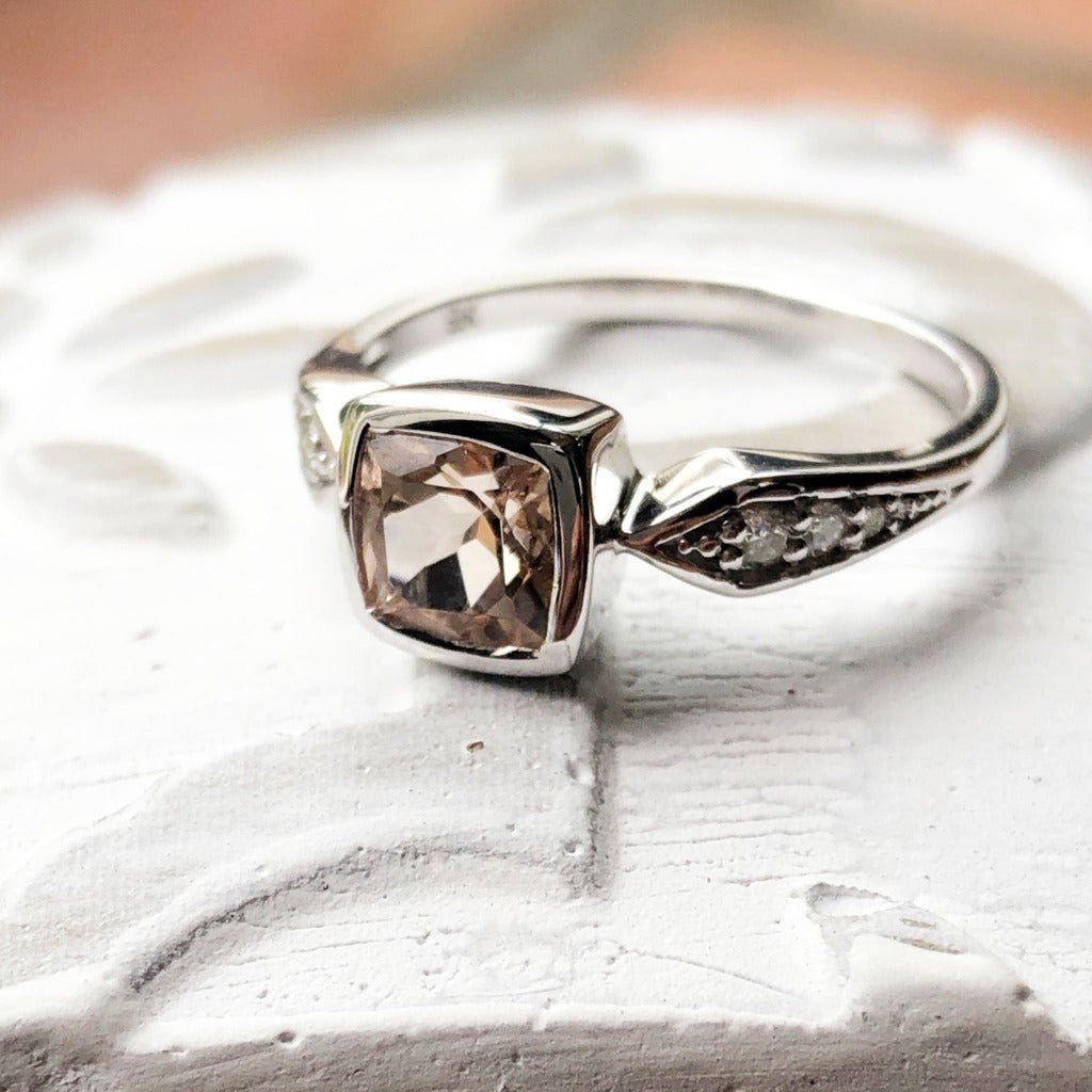 Cushion Cut Morganite Ring 