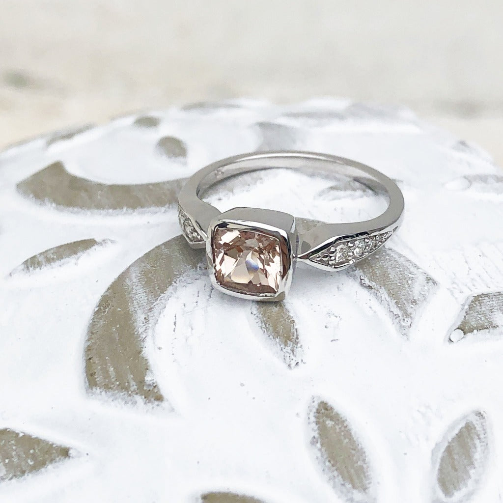 Cushion Cut Morganite Ring 