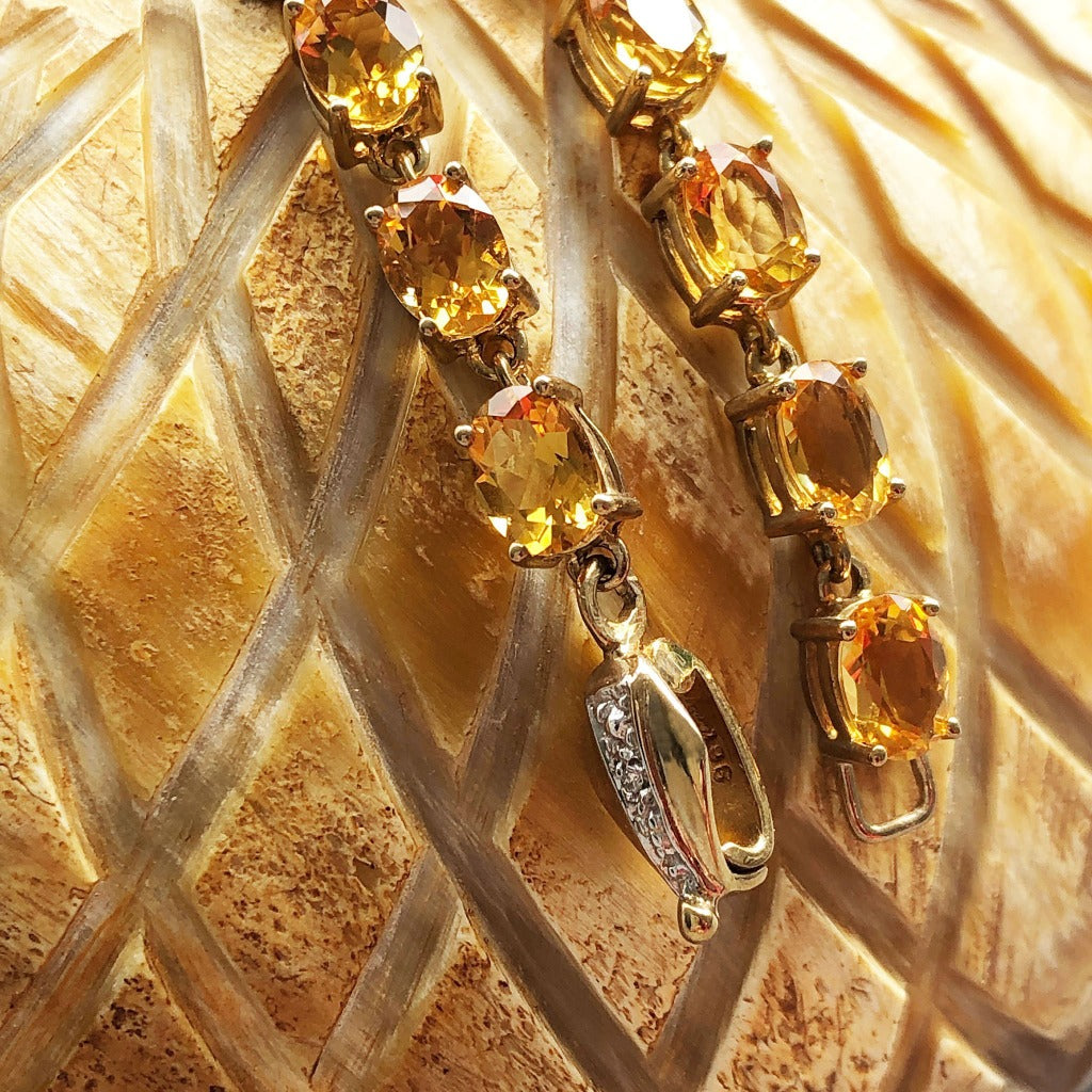 Large Oval Citrine and Diamond Clasp Bracelet