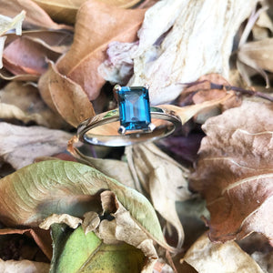 Emerald Cut London Blue Topaz Ring