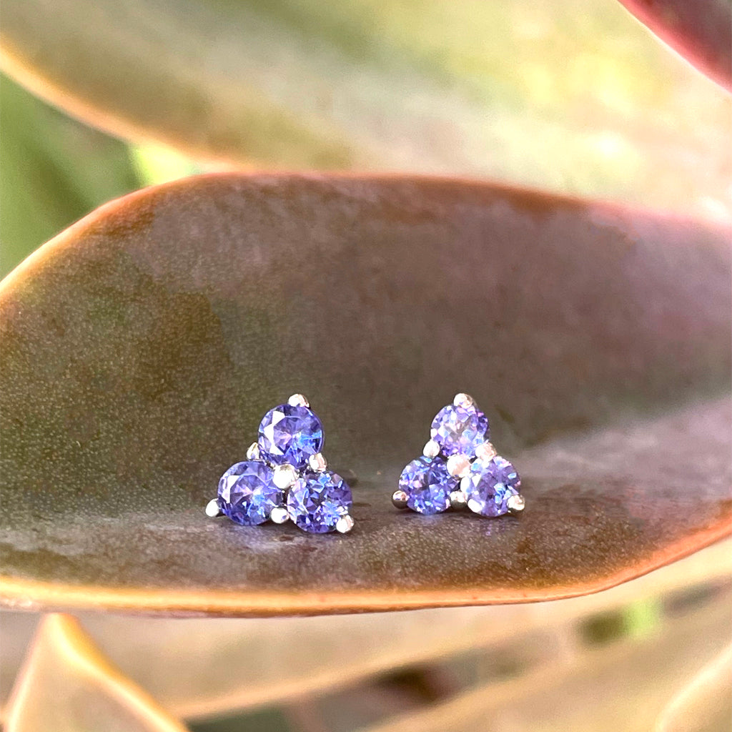 Cute Trilogy Tanzanite Stud Earrings