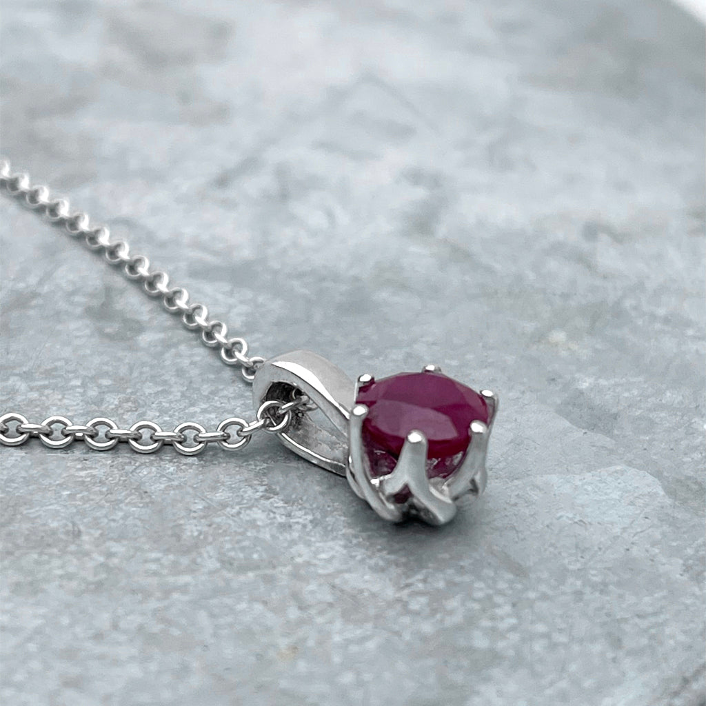 Elegant Cathedral Set Round Cut Ruby Six Claw Pendant