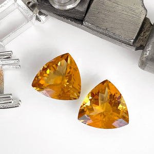 Citrine - Deep Orange Trilliant Cut Pair - 15.86ct