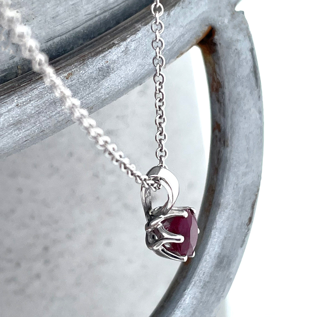 Elegant Cathedral Set Round Cut Ruby Six Claw Pendant