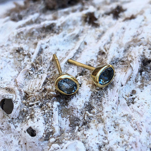 Petite Oval Cut Aquamarine Studs