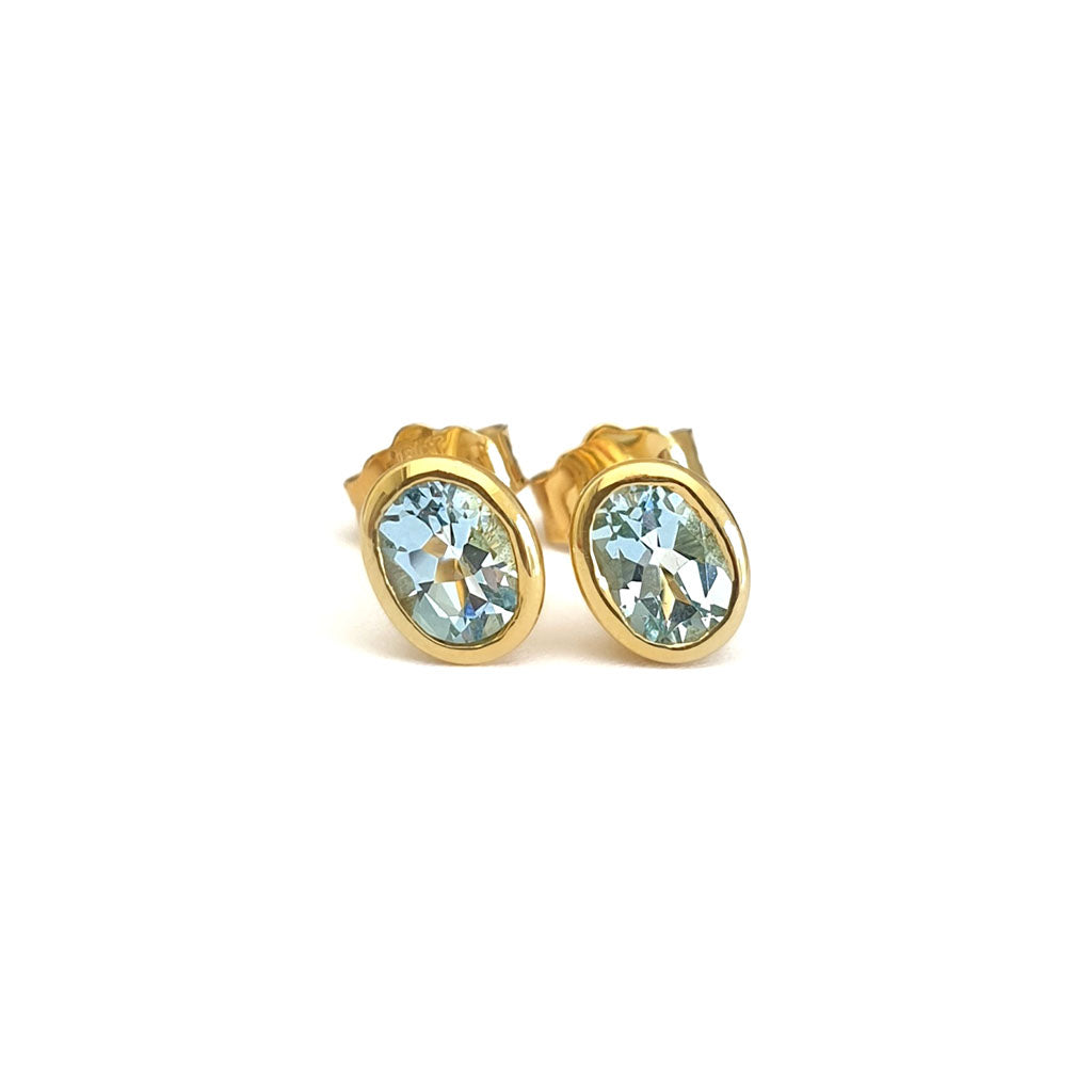  Petite Oval Cut Aquamarine Studs